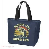 Bass Fish Dad Bendin Tips Rippin Lips Funny Papa Fishing Tote Bag thumb 3
