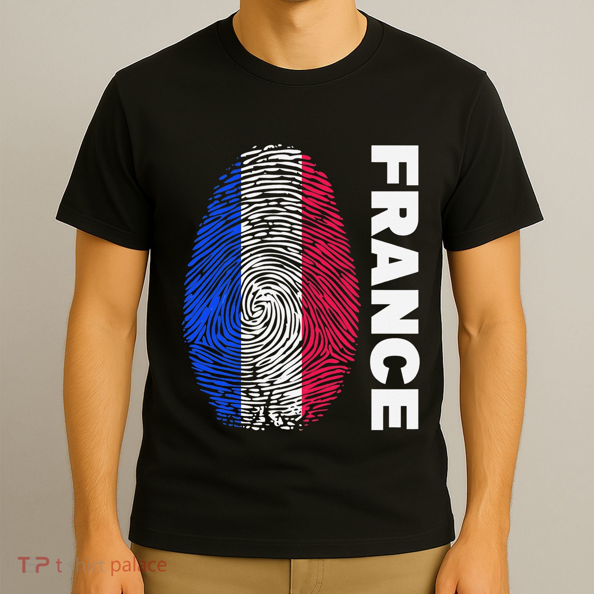 Biometry Fingerprint DNA Flag France T-Shirt