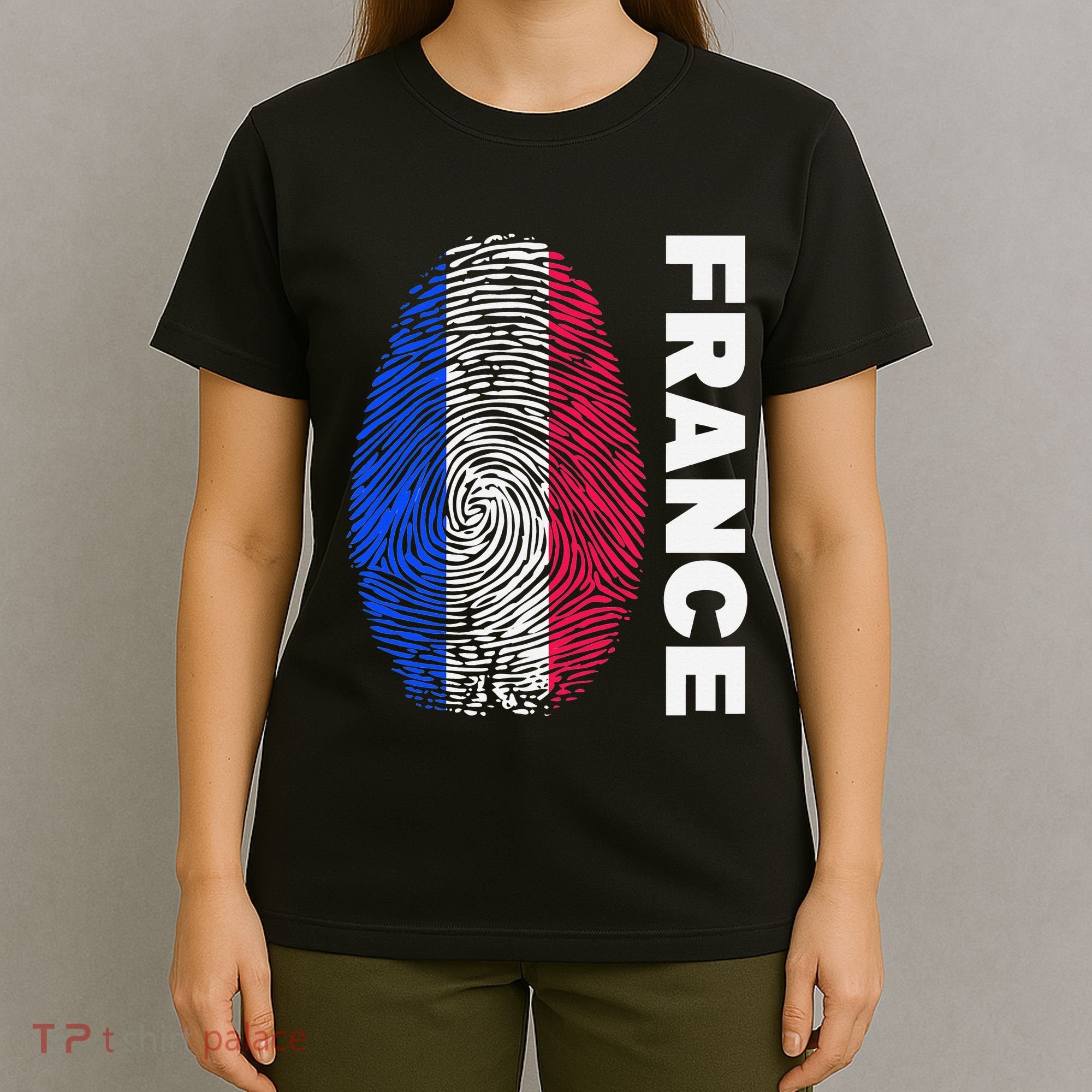 Biometry Fingerprint DNA Flag France T-Shirt