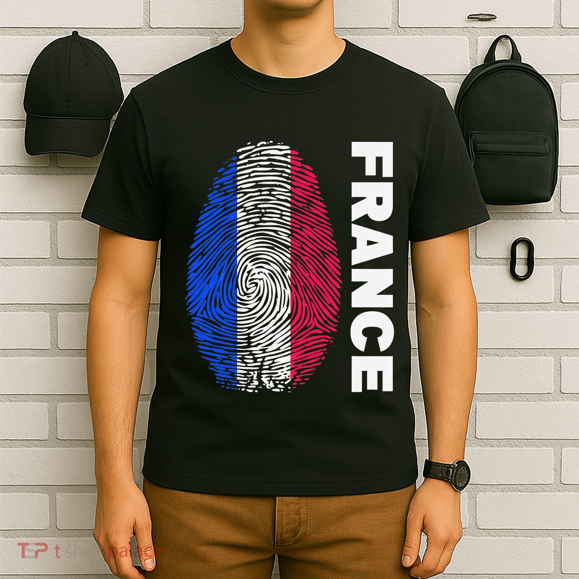 Biometry Fingerprint DNA Flag France T-Shirt