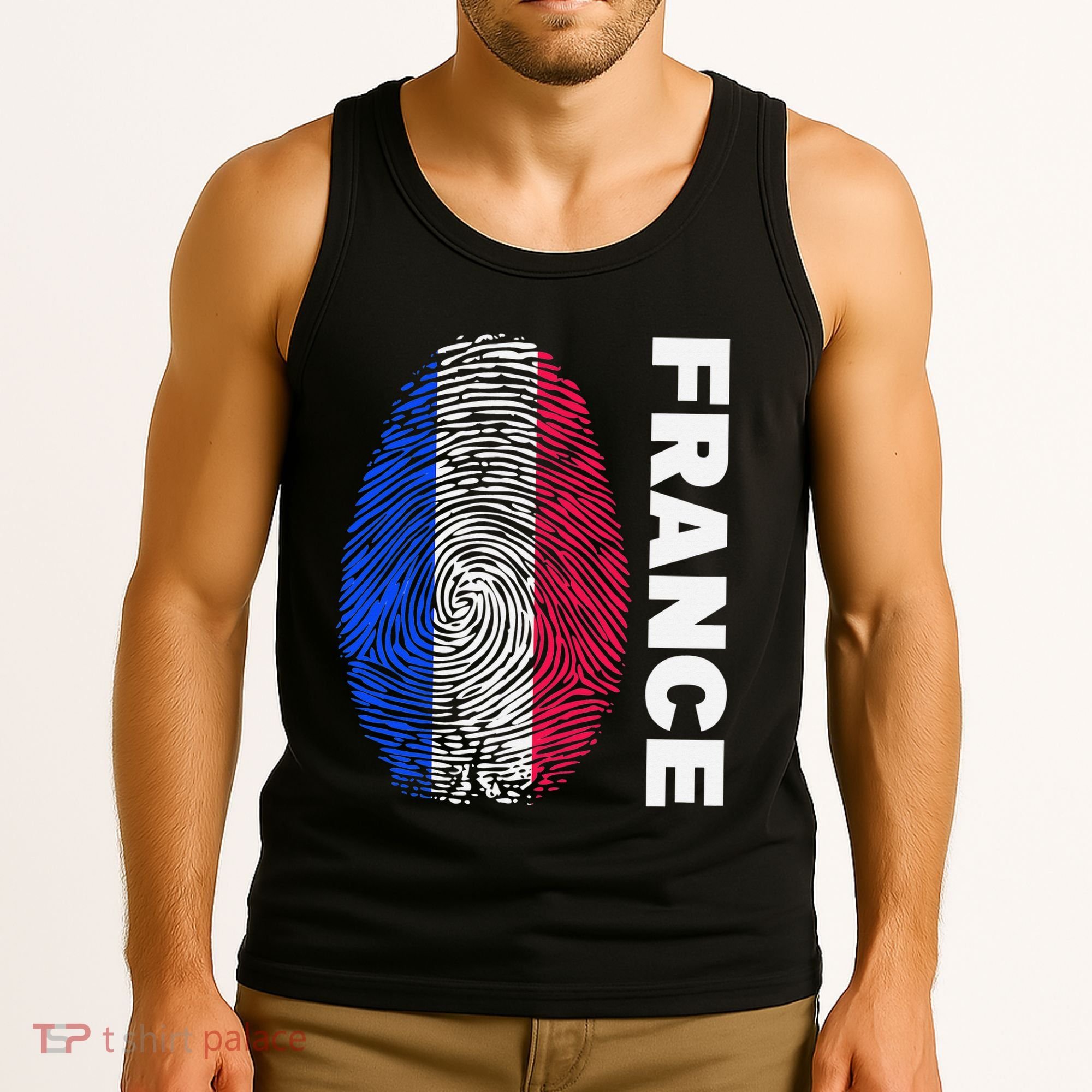 Biometry Fingerprint DNA Flag France Tank Top