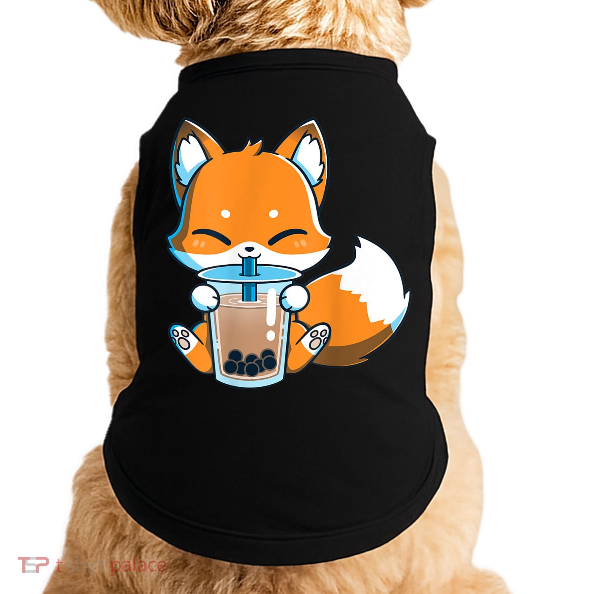 Boba Fox Drinking Cute Kawaii Japanese Foxy Anime Doggie Tank