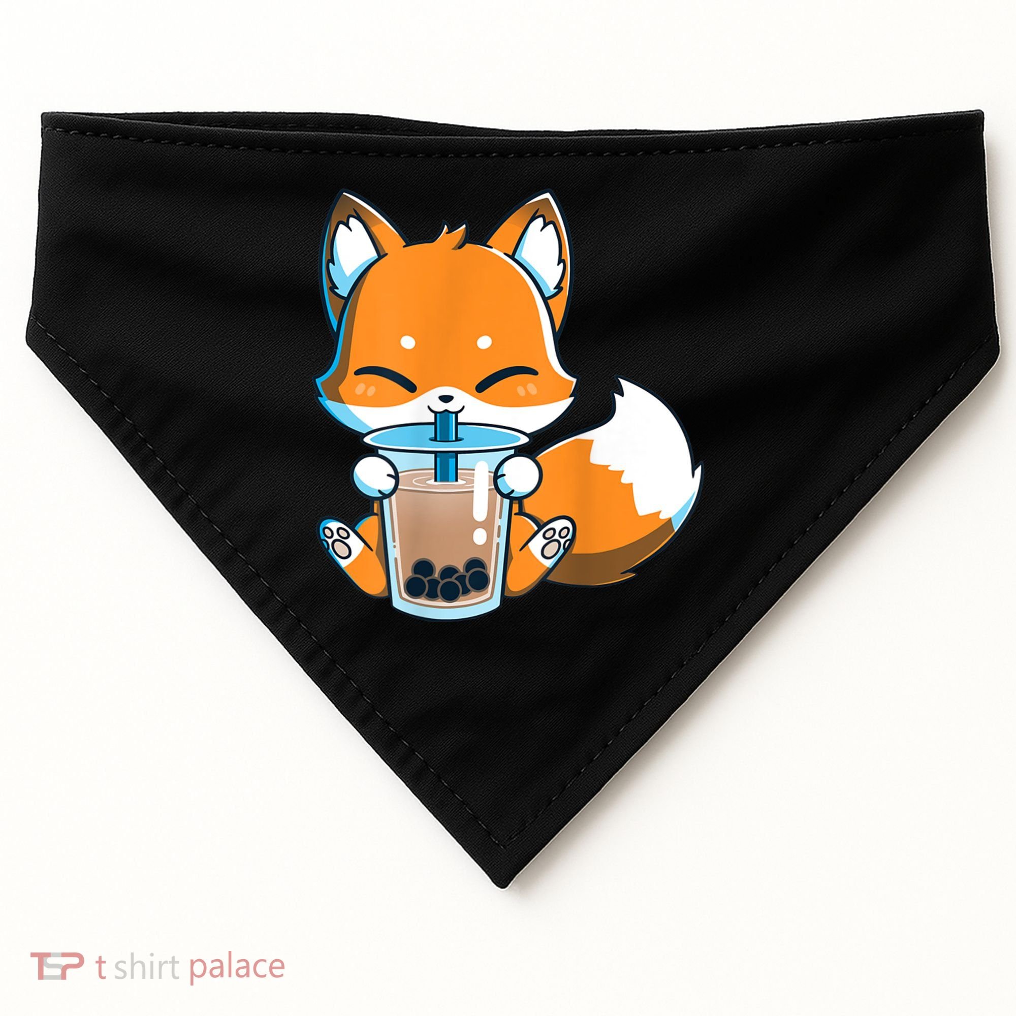 Boba Fox Drinking Cute Kawaii Japanese Foxy Anime USA-Made Doggie Bandana