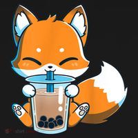 Boba Fox Drinking Cute Kawaii Japanese Foxy Anime Apron thumb 3
