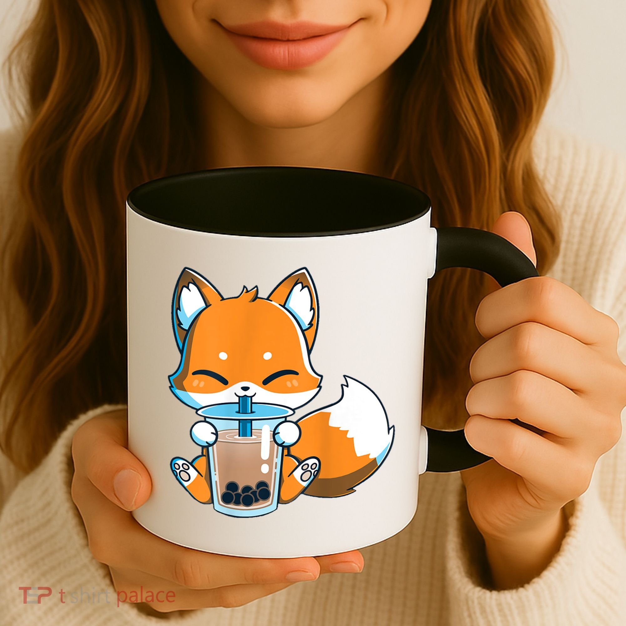 Boba Fox Drinking Cute Kawaii Japanese Foxy Anime Coffee Mug