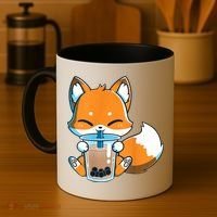 Boba Fox Drinking Cute Kawaii Japanese Foxy Anime Coffee Mug thumb 4