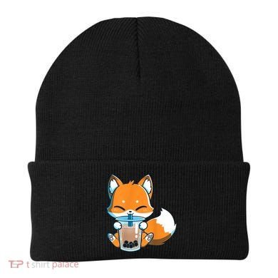 Boba Fox Drinking Cute Kawaii Japanese Foxy Anime Beanie