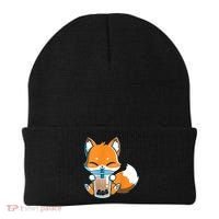Boba Fox Drinking Cute Kawaii Japanese Foxy Anime Beanie thumb 0