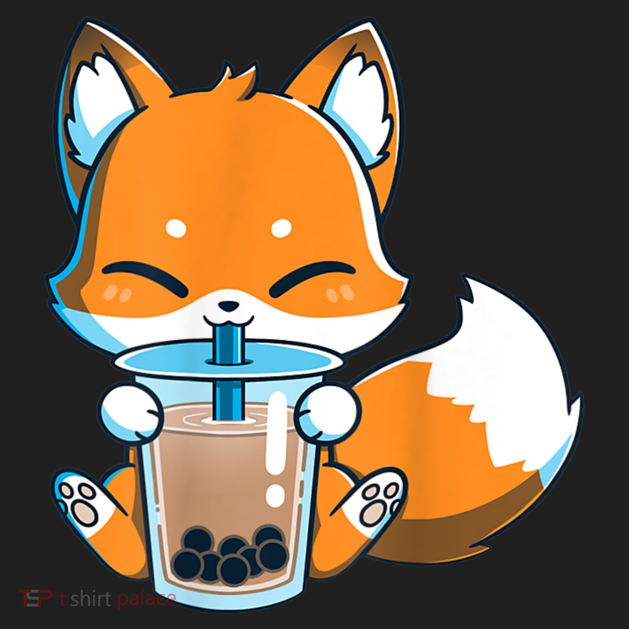 Boba Fox Drinking Cute Kawaii Japanese Foxy Anime Beanie