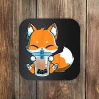 Boba Fox Drinking Cute Kawaii Japanese Foxy Anime Coaster thumb 0