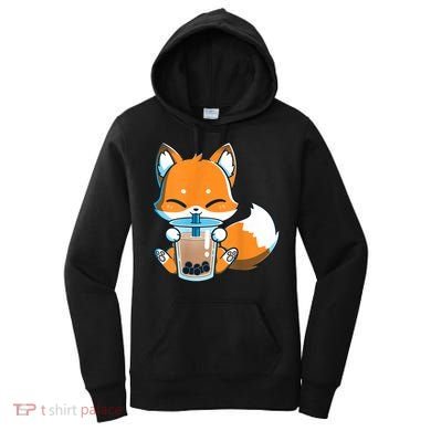 Boba Fox Drinking Cute Kawaii Japanese Foxy Anime Women's Hoodie