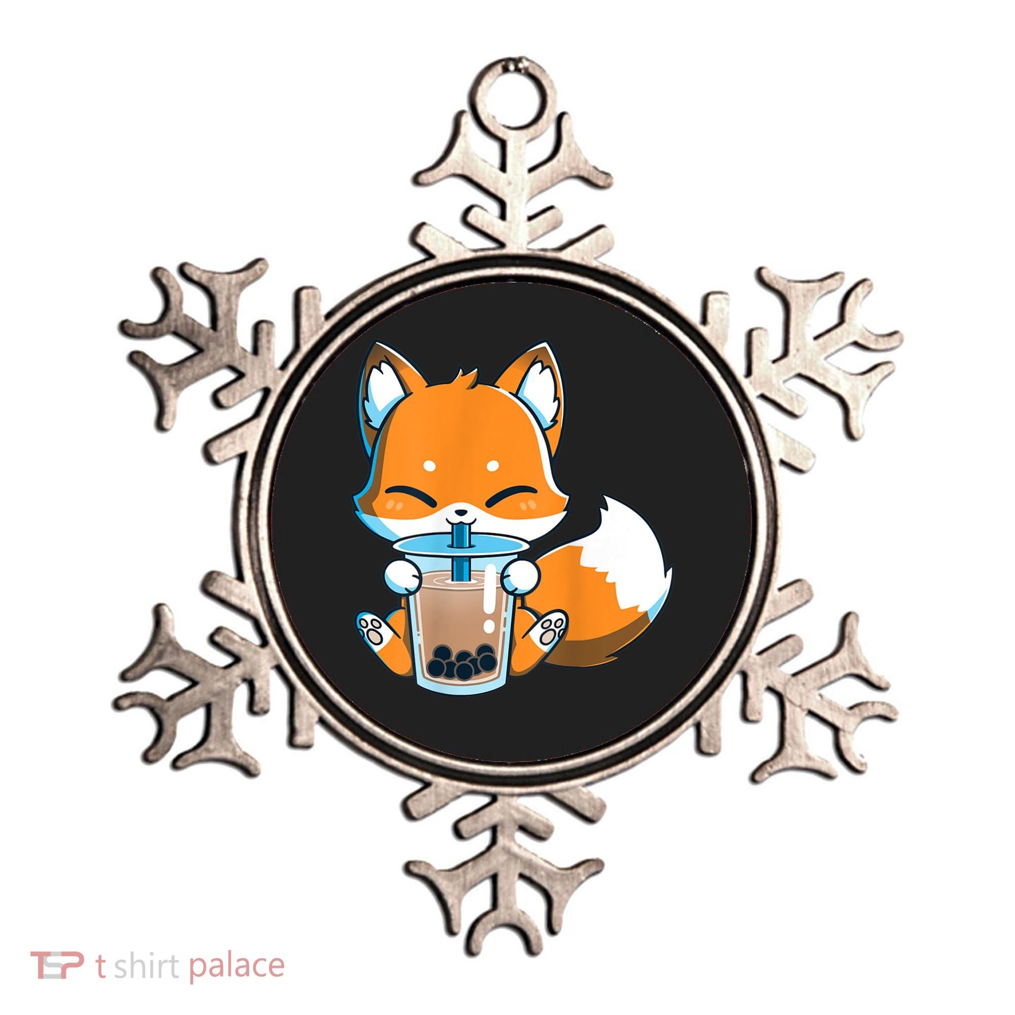 Boba Fox Drinking Cute Kawaii Japanese Foxy Anime Ornament