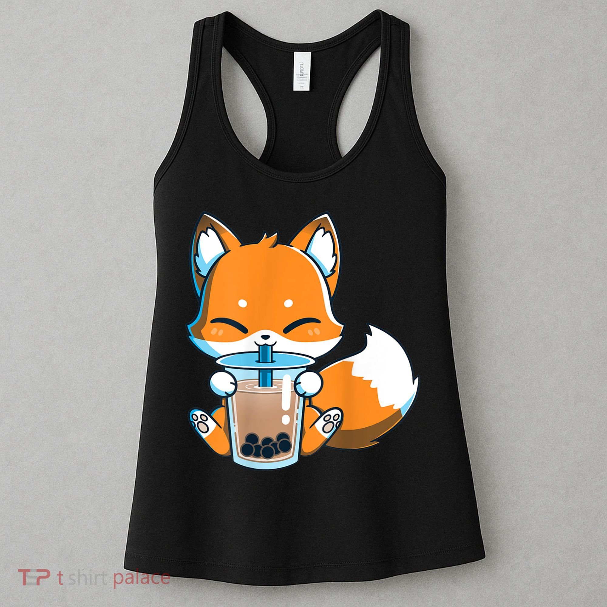 Boba Fox Drinking Cute Kawaii Japanese Foxy Anime Women's Tank Top