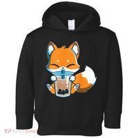 Boba Fox Drinking Cute Kawaii Japanese Foxy Anime Toddler Hoodie thumb 0