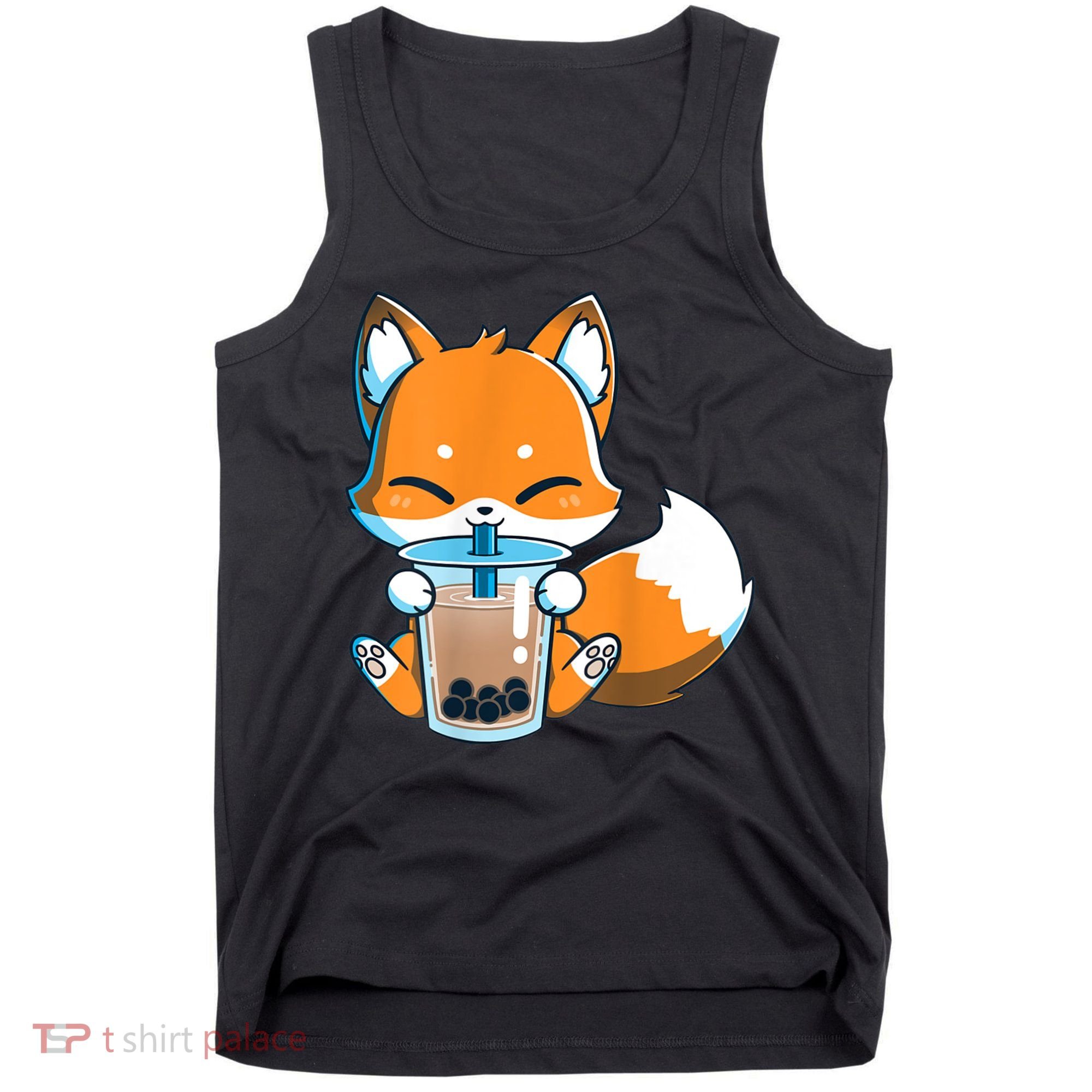 Boba Fox Drinking Cute Kawaii Japanese Foxy Anime Tank Top
