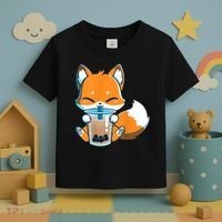 Boba Fox Drinking Cute Kawaii Japanese Foxy Anime Toddler T-Shirt thumb 3