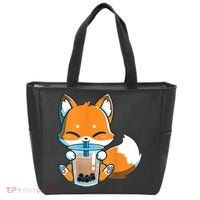 Boba Fox Drinking Cute Kawaii Japanese Foxy Anime Tote Bag thumb 0