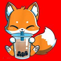 Boba Fox Drinking Cute Kawaii Japanese Foxy Anime Santa Hat thumb 1