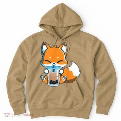 Boba Fox Drinking Cute Kawaii Japanese Foxy Anime Hoodie