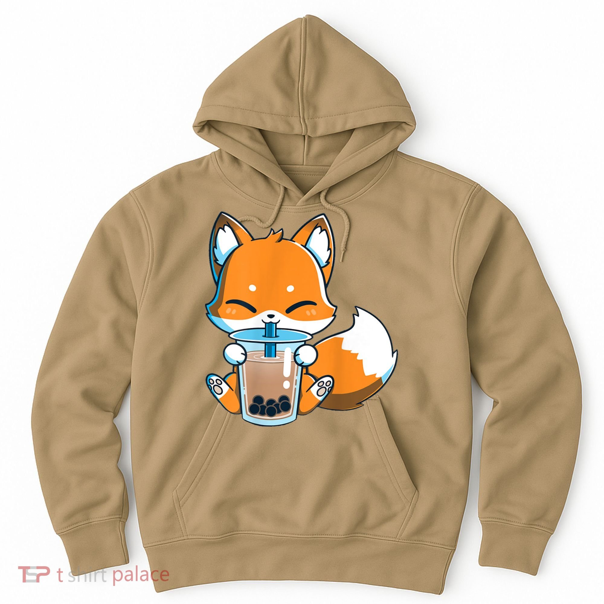 Boba Fox Drinking Cute Kawaii Japanese Foxy Anime Hoodie