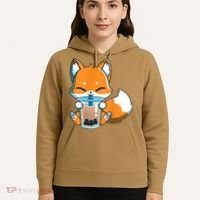 Boba Fox Drinking Cute Kawaii Japanese Foxy Anime Hoodie thumb 5