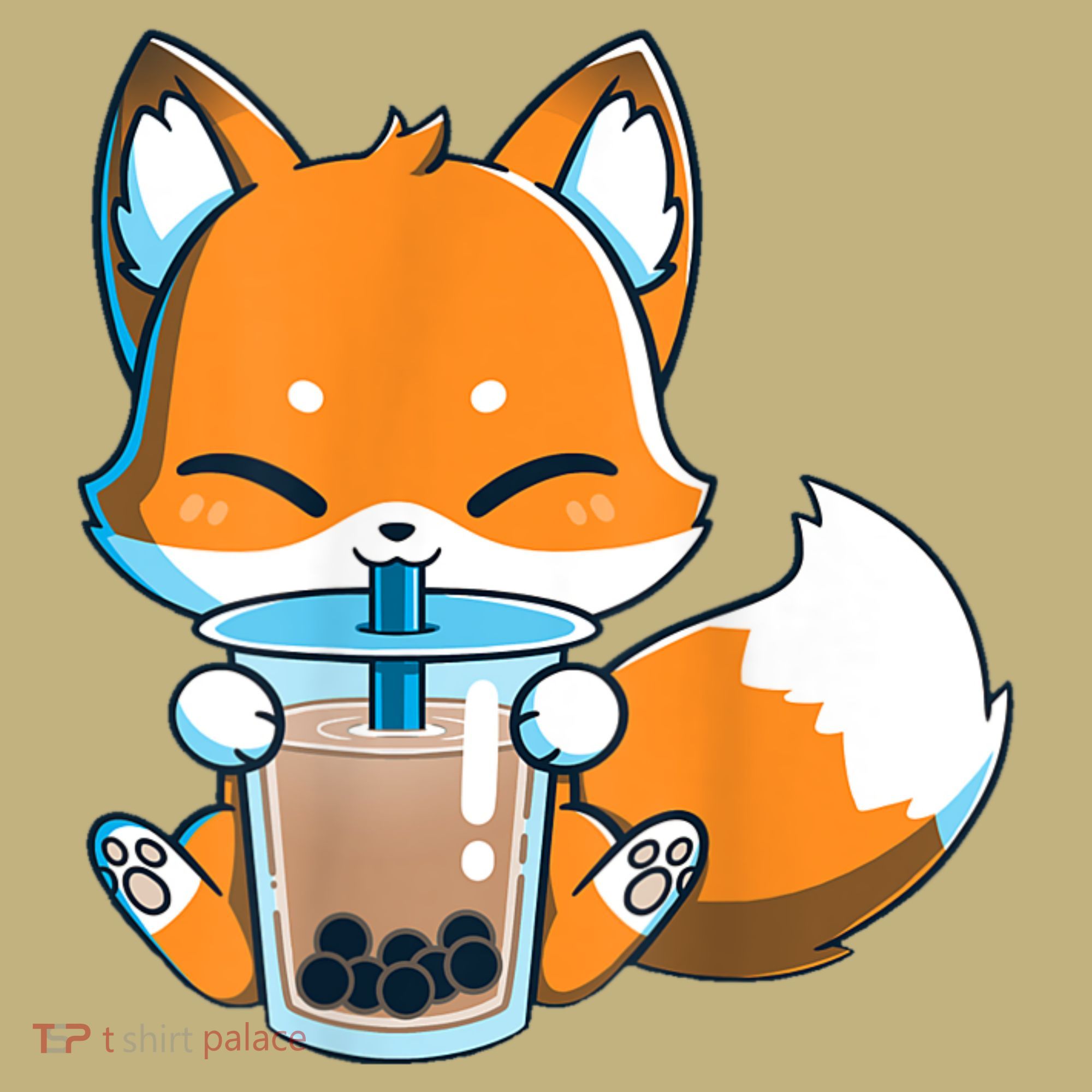 Boba Fox Drinking Cute Kawaii Japanese Foxy Anime Sweatshirt