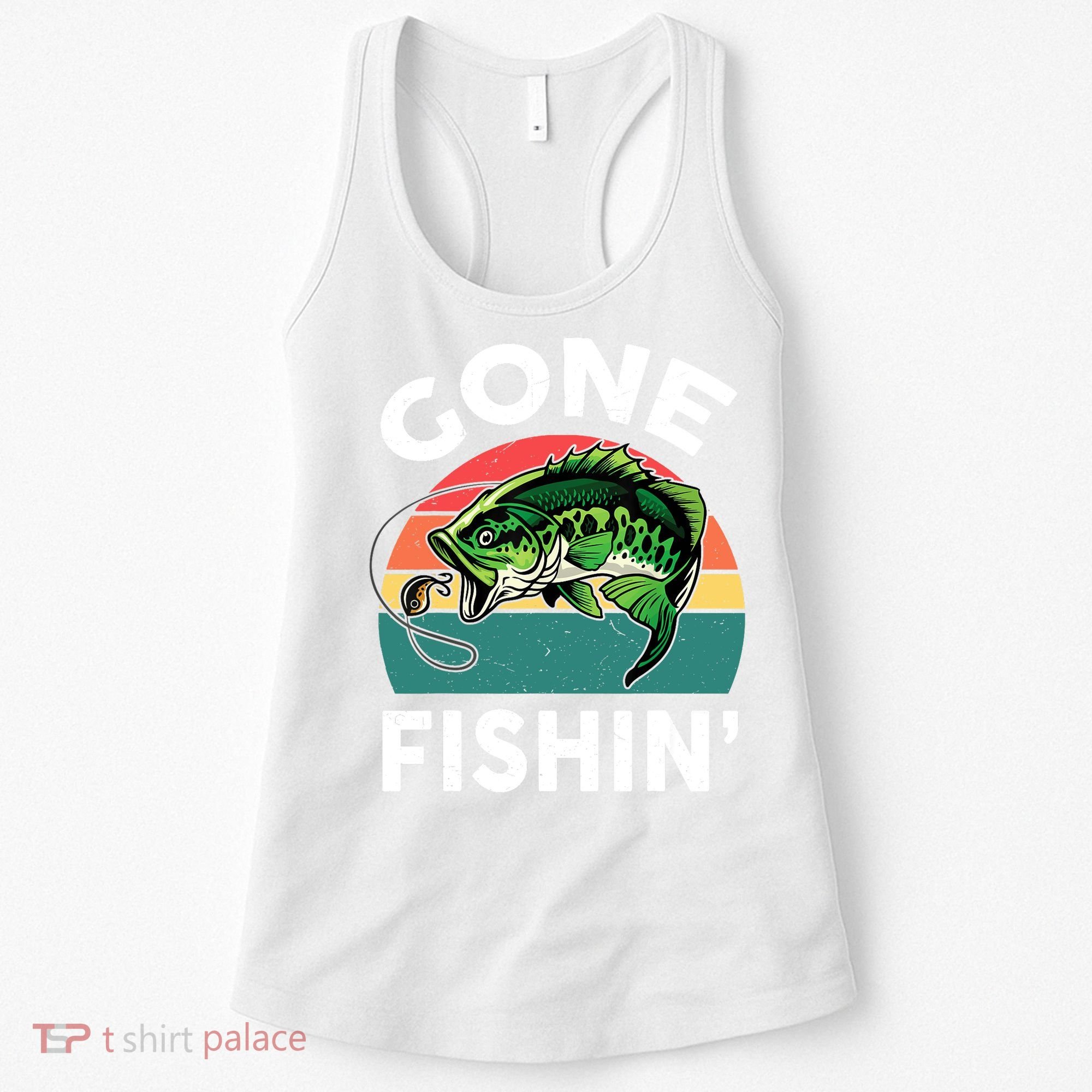 Bass Fish Dad Gone Fishing-Shirt Boy Wo Papa Funny Women's Tank Top