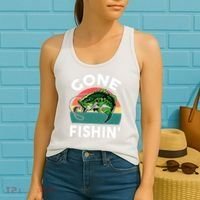 Bass Fish Dad Gone Fishing-Shirt Boy Wo Papa Funny Women's Tank Top thumb 2