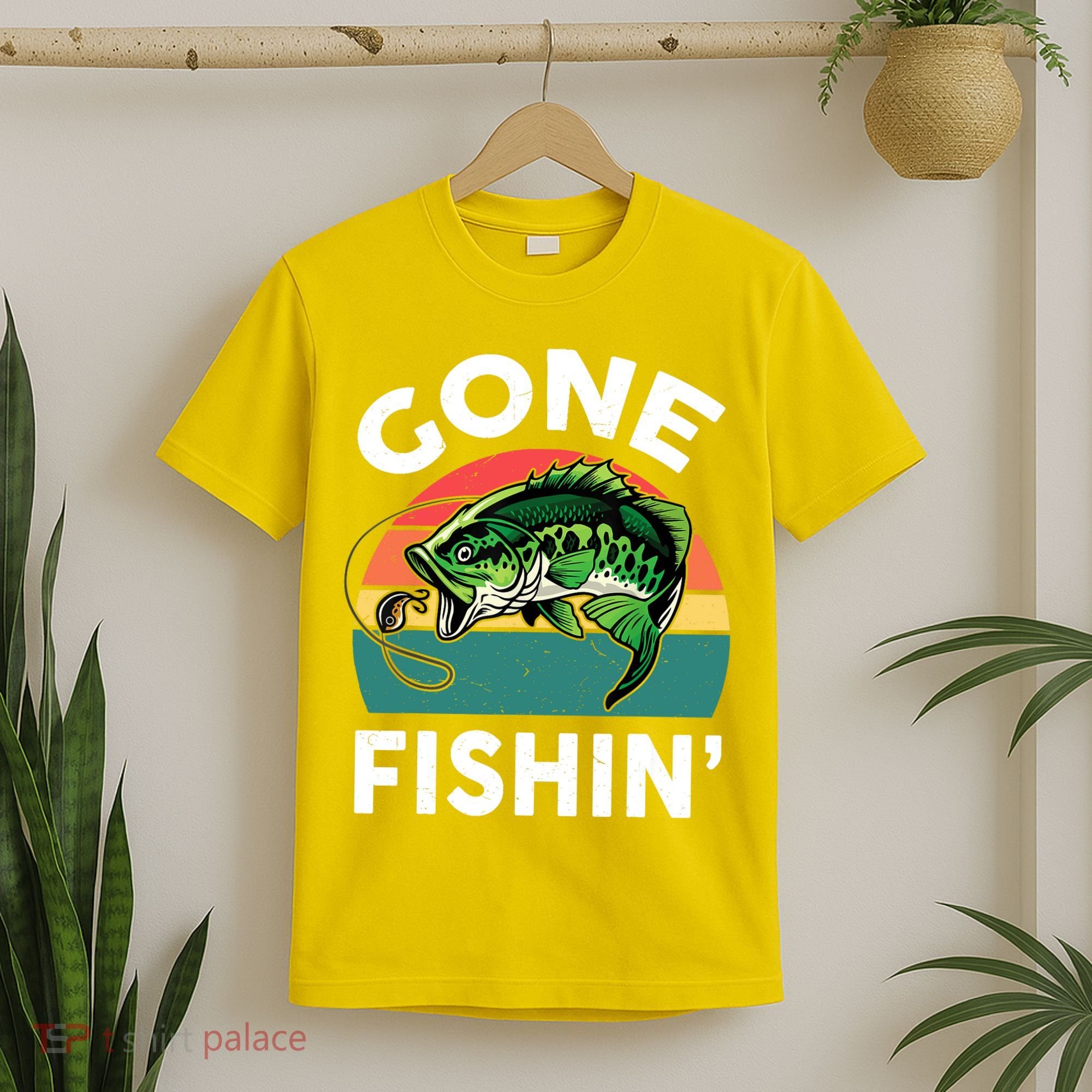 Bass Fish Dad Gone Fishing-Shirt Boy Wo Papa Funny T-Shirt