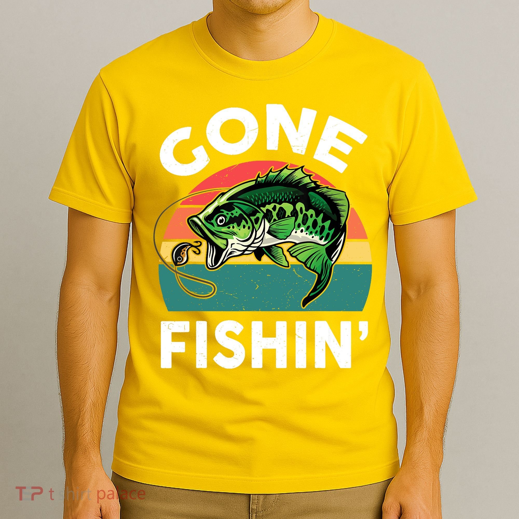 Bass Fish Dad Gone Fishing-Shirt Boy Wo Papa Funny T-Shirt