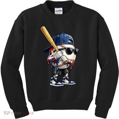 Baseball Fan Drip Ice Cream Kids Sweatshirt