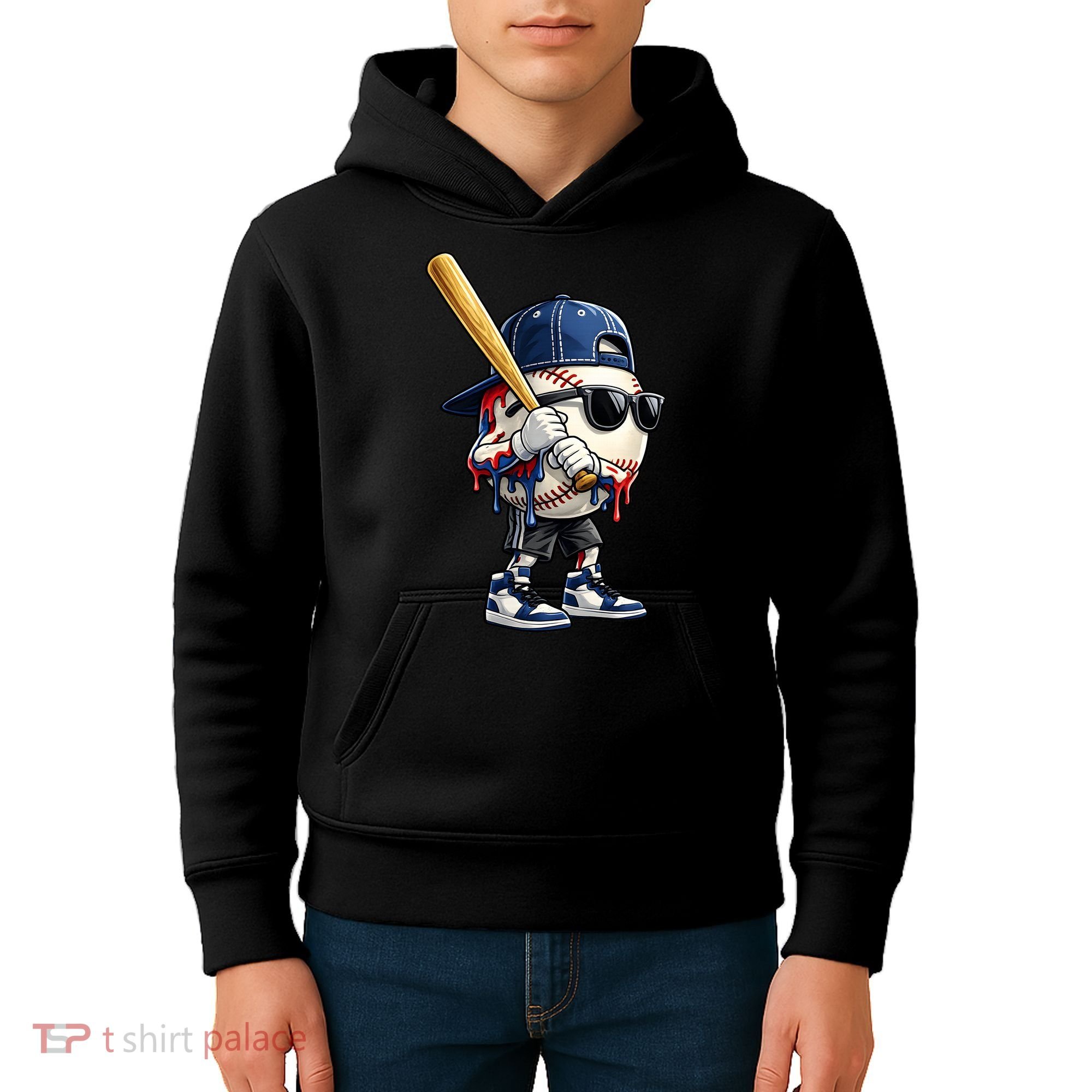 Baseball Fan Drip Ice Cream Kids Hoodie