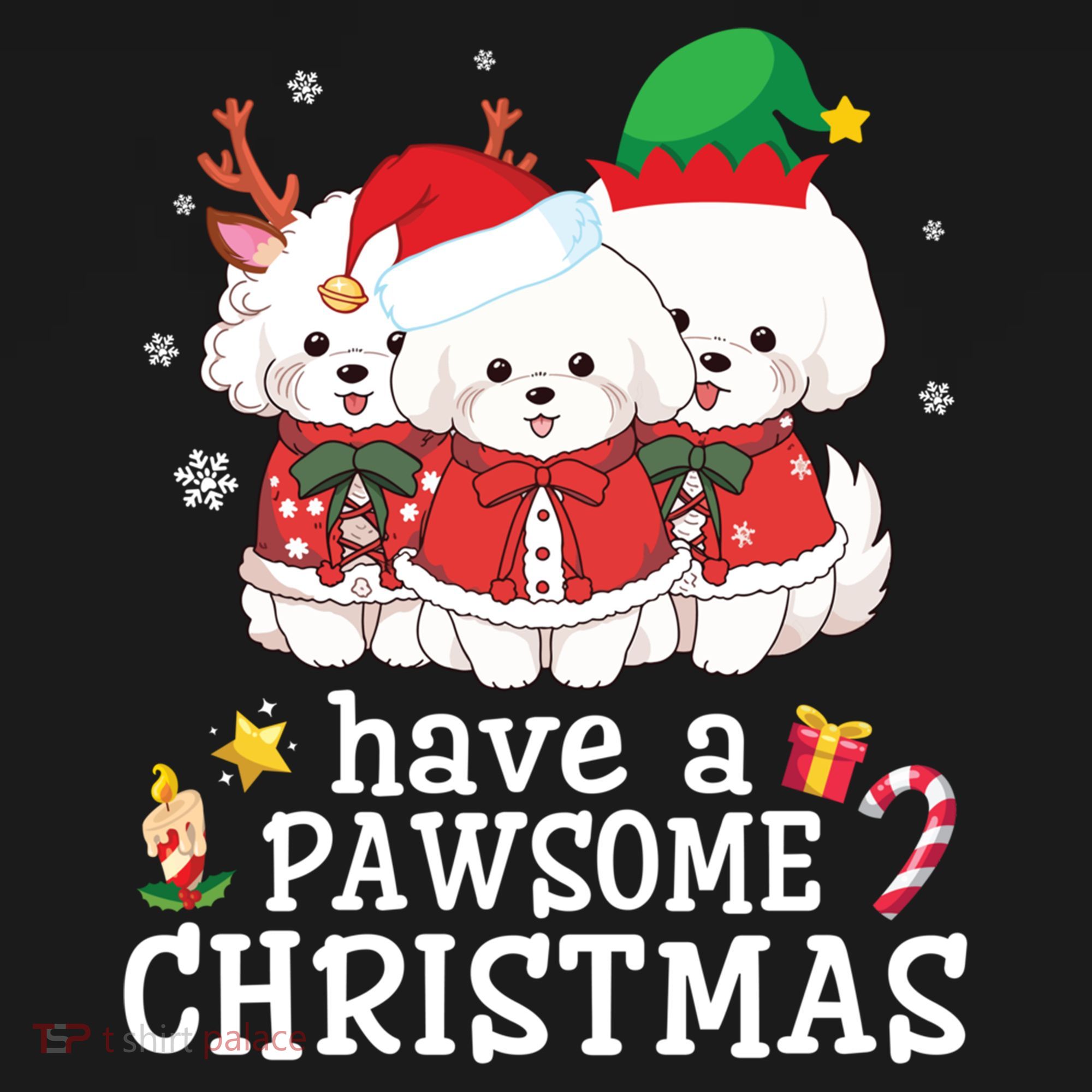 Bichon Frise Dogs Merry Day Mom Dad Have A Pawsome Christmas Cute Gift Doggie Tank