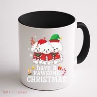 Bichon Frise Dogs Merry Day Mom Dad Have A Pawsome Christmas Cute Gift Coffee Mug thumb 1