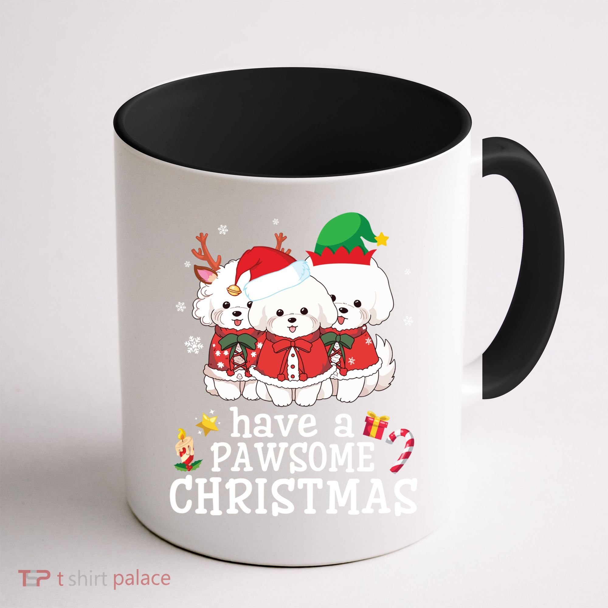 Bichon Frise Dogs Merry Day Mom Dad Have A Pawsome Christmas Cute Gift Coffee Mug