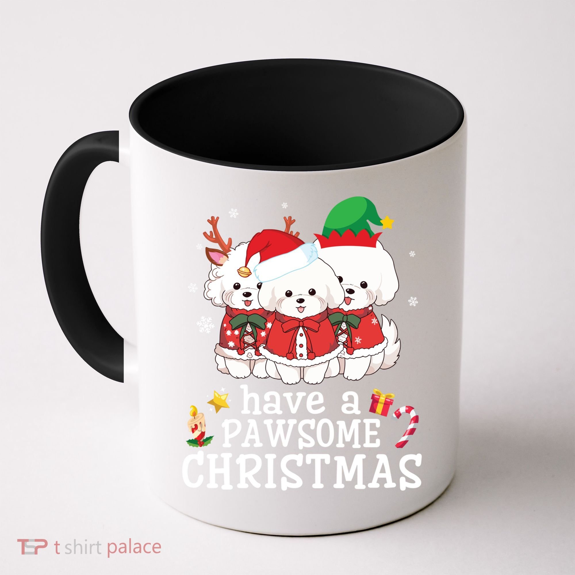 Bichon Frise Dogs Merry Day Mom Dad Have A Pawsome Christmas Cute Gift Coffee Mug