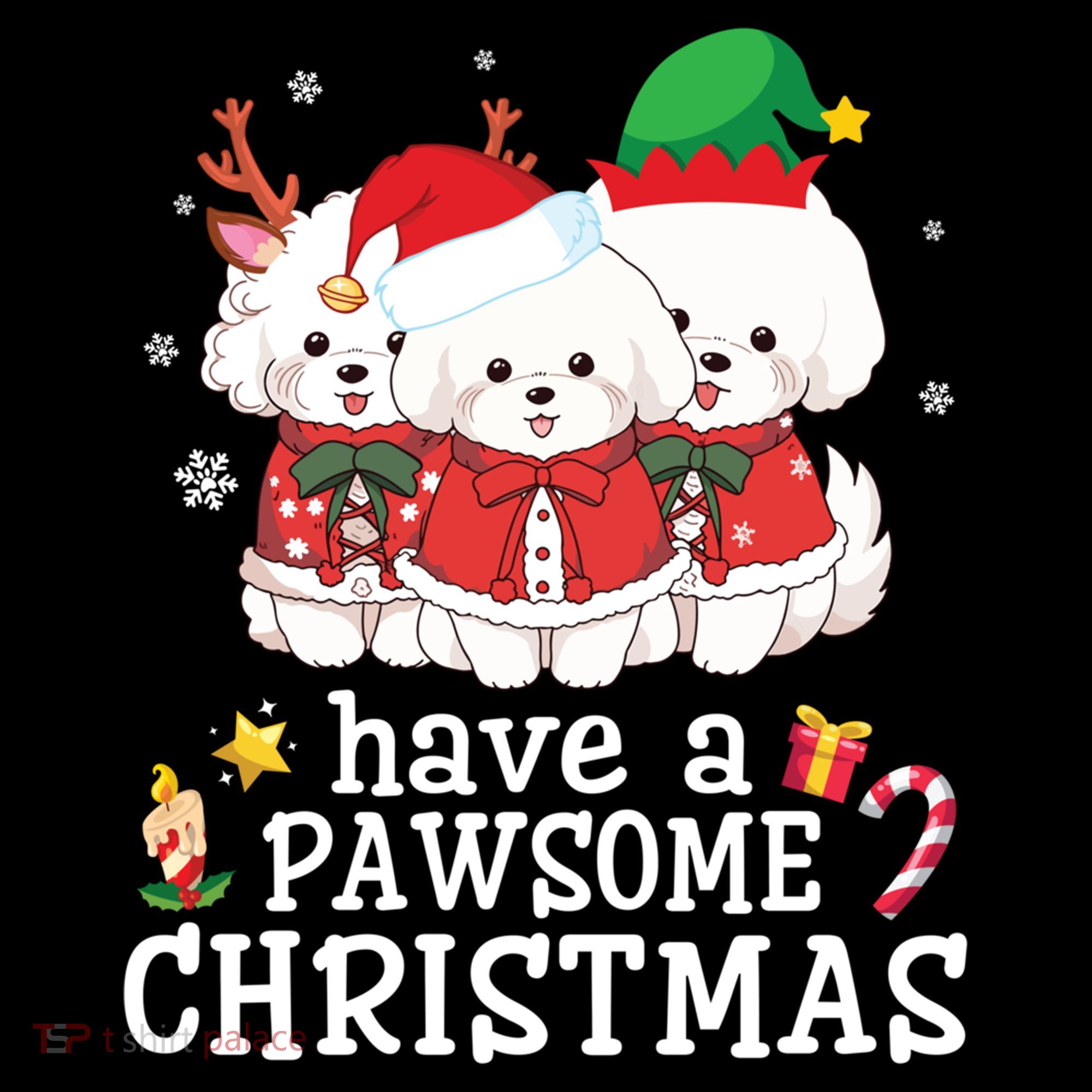 Bichon Frise Dogs Merry Day Mom Dad Have A Pawsome Christmas Cute Gift Coffee Mug