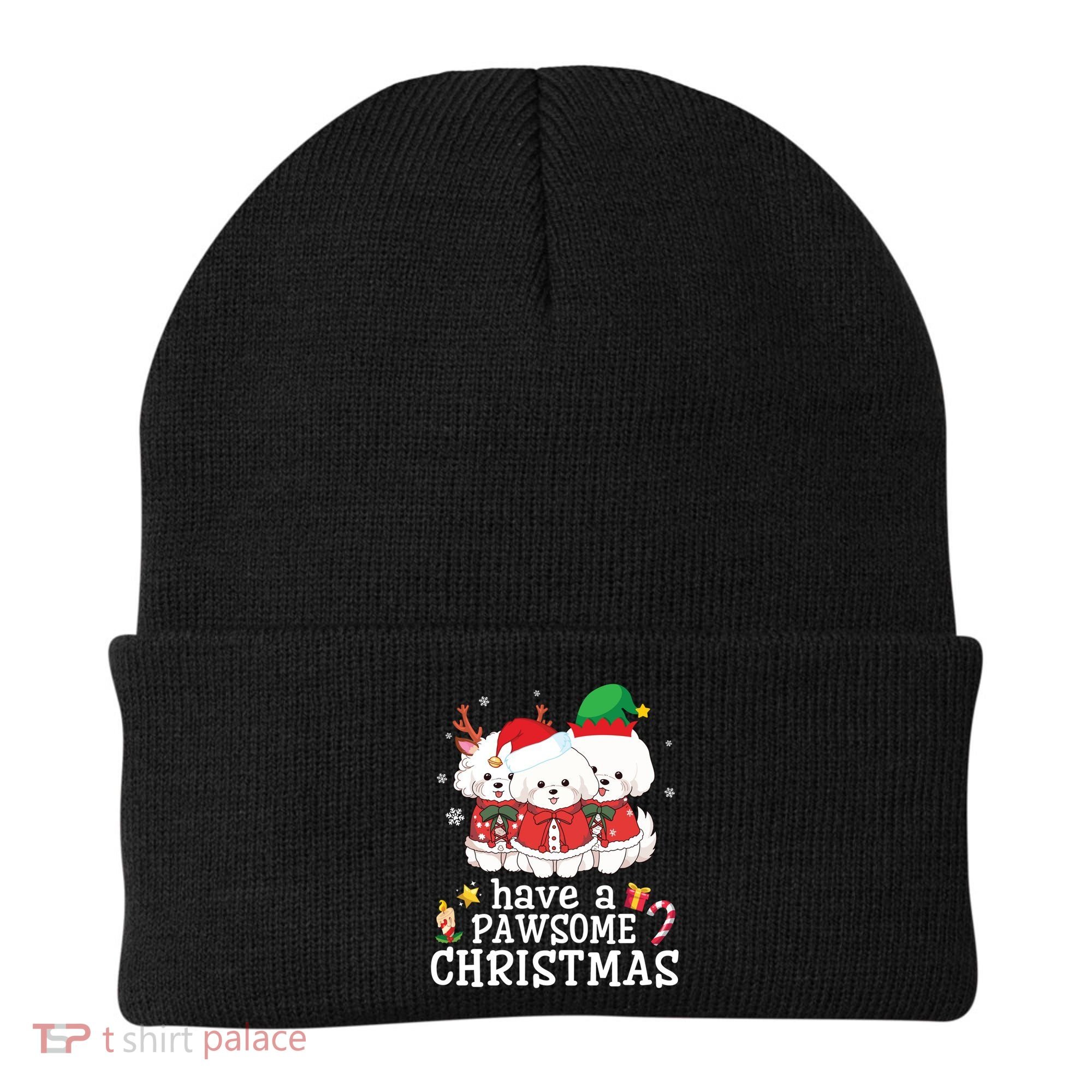 Bichon Frise Dogs Merry Day Mom Dad Have A Pawsome Christmas Cute Gift Beanie