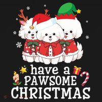 Bichon Frise Dogs Merry Day Mom Dad Have A Pawsome Christmas Cute Gift Women's Hoodie thumb 2