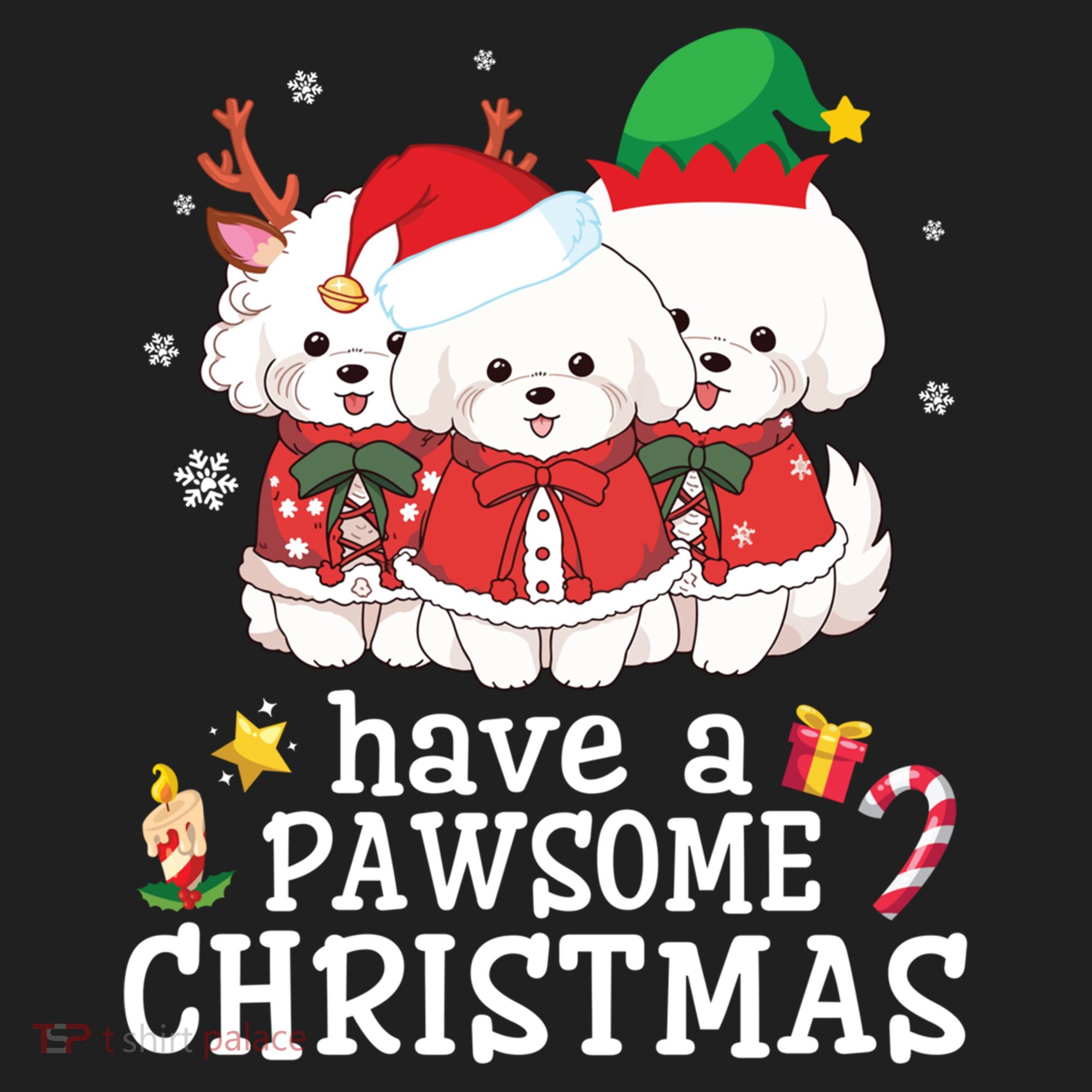 Bichon Frise Dogs Merry Day Mom Dad Have A Pawsome Christmas Cute Gift Hat
