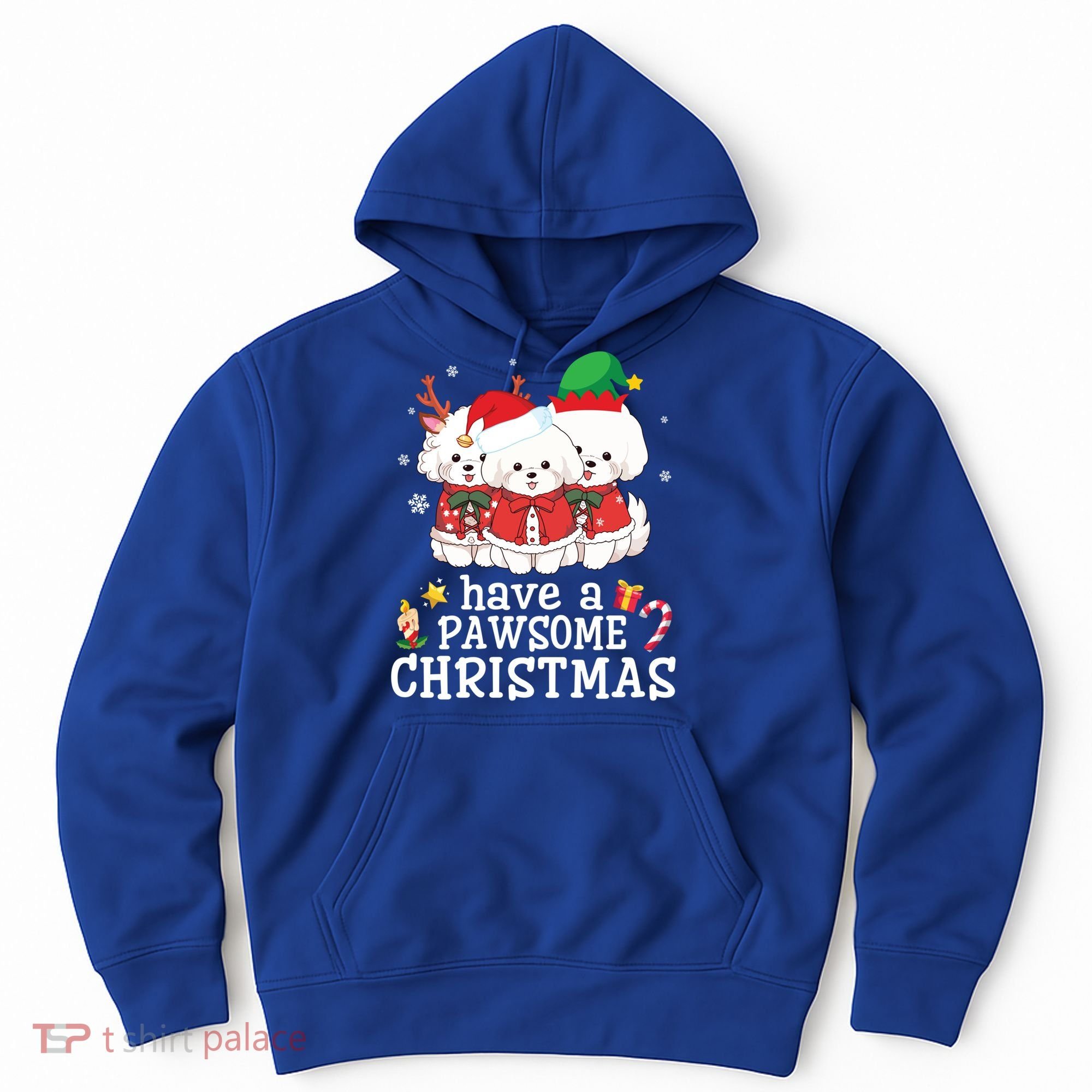 Bichon Frise Dogs Merry Day Mom Dad Have A Pawsome Christmas Cute Gift Hoodie