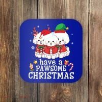 Bichon Frise Dogs Merry Day Mom Dad Have A Pawsome Christmas Cute Gift Coaster thumb 0