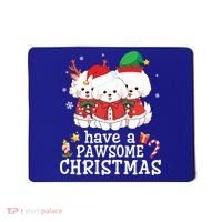Bichon Frise Dogs Merry Day Mom Dad Have A Pawsome Christmas Cute Gift Mousepad thumb 0