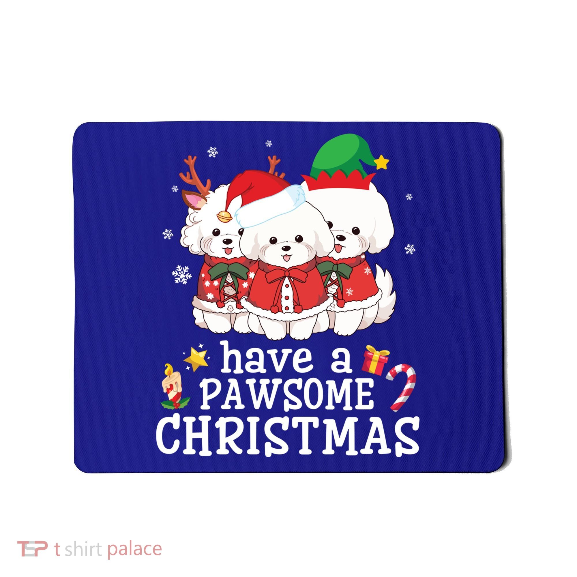 Bichon Frise Dogs Merry Day Mom Dad Have A Pawsome Christmas Cute Gift Mousepad