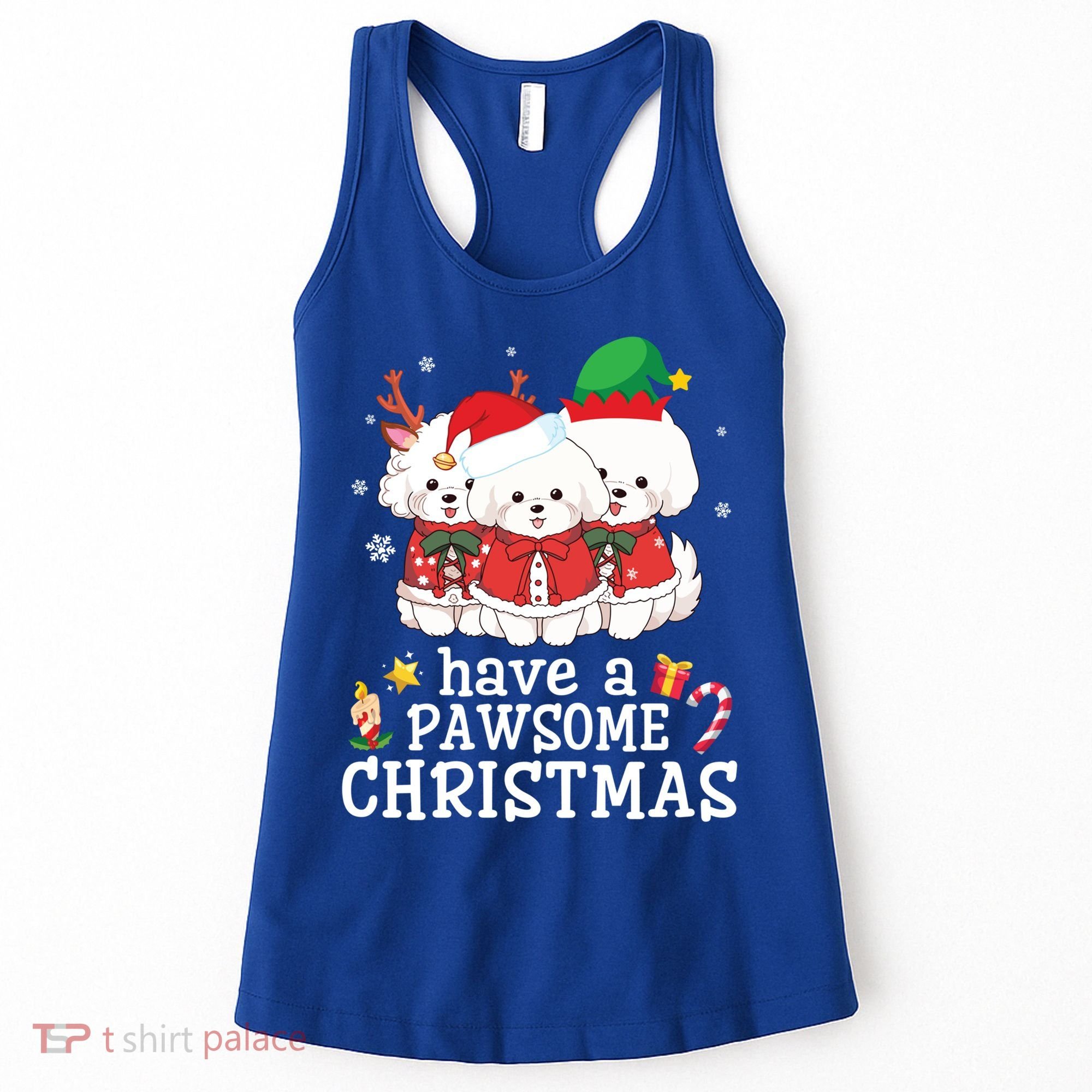 Bichon Frise Dogs Merry Day Mom Dad Have A Pawsome Christmas Cute Gift Women's Tank Top