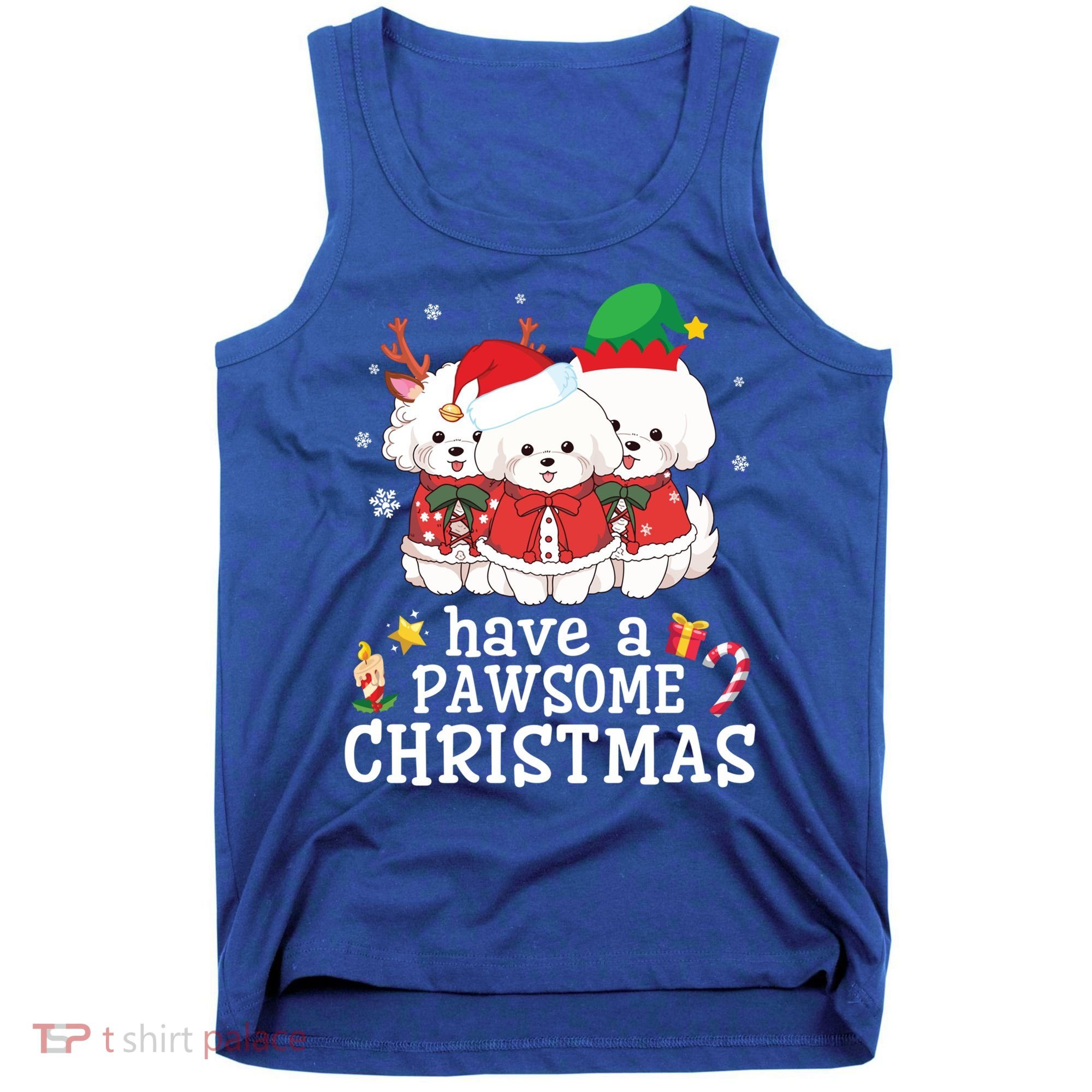 Bichon Frise Dogs Merry Day Mom Dad Have A Pawsome Christmas Cute Gift Tank Top