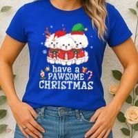 Bichon Frise Dogs Merry Day Mom Dad Have A Pawsome Christmas Cute Gift Women's T-Shirt thumb 2