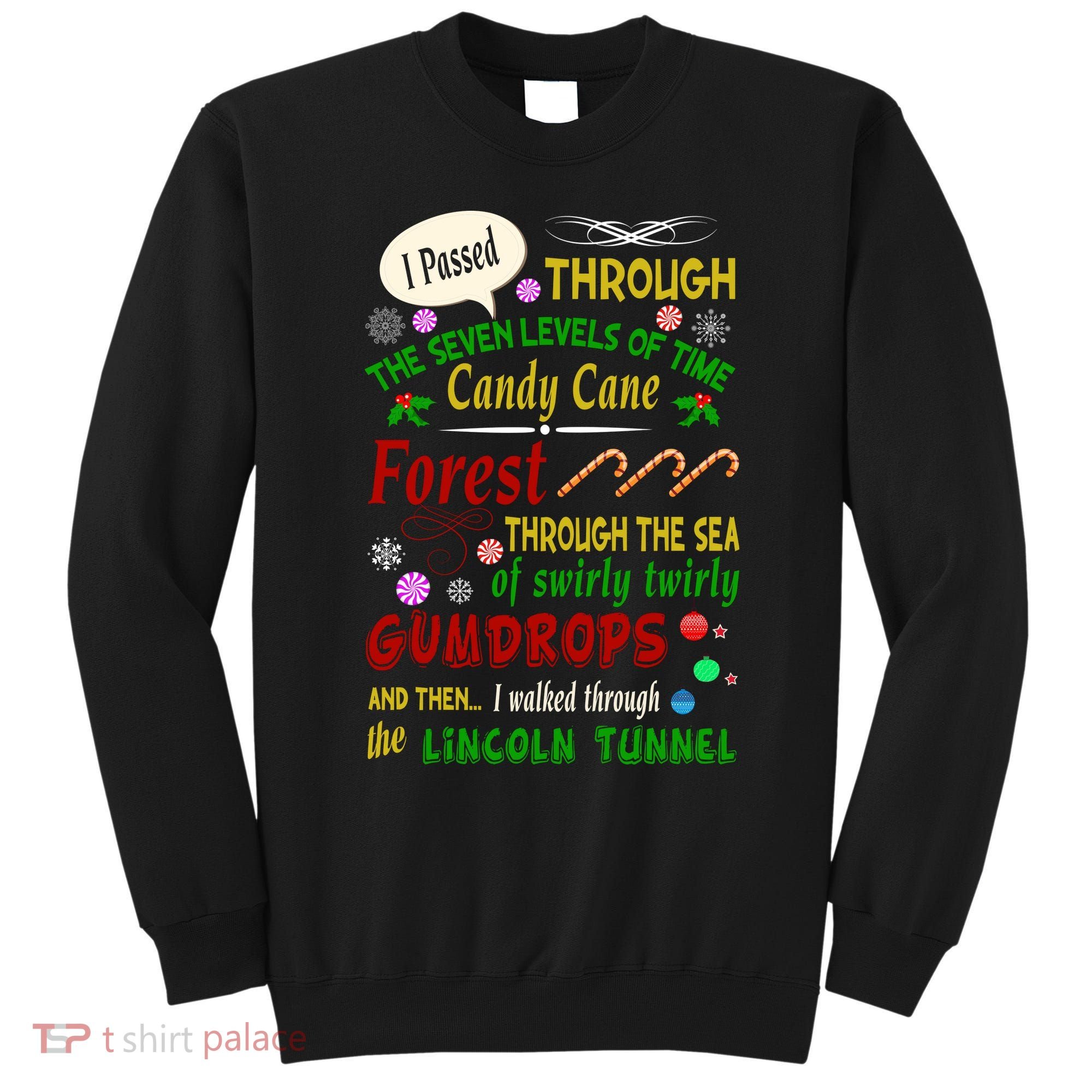 Buddy Funny Elf Christmas Candy Cane Forest, Sea Of Swirly Twirly Gum Drops, An Sweatshirt