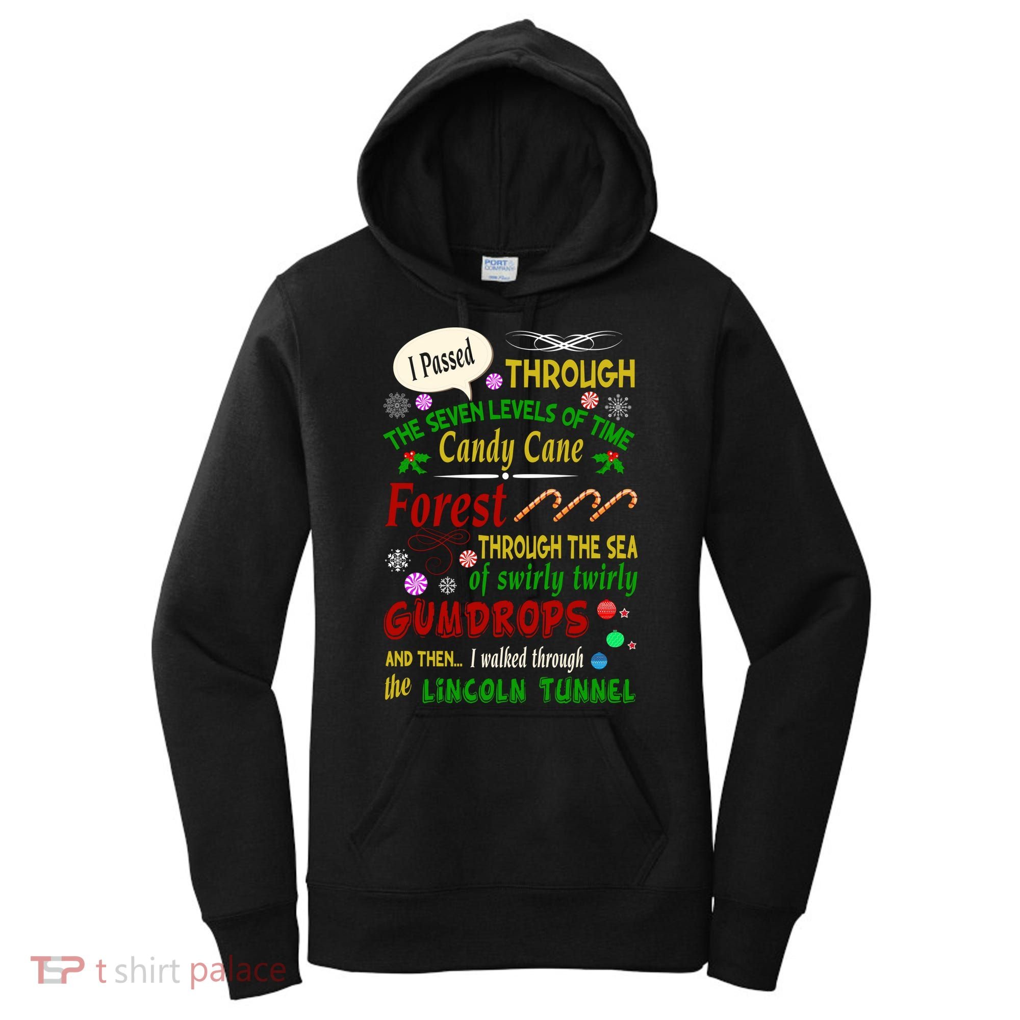 Buddy Funny Elf Christmas Candy Cane Forest, Sea Of Swirly Twirly Gum Drops, An Women's Hoodie