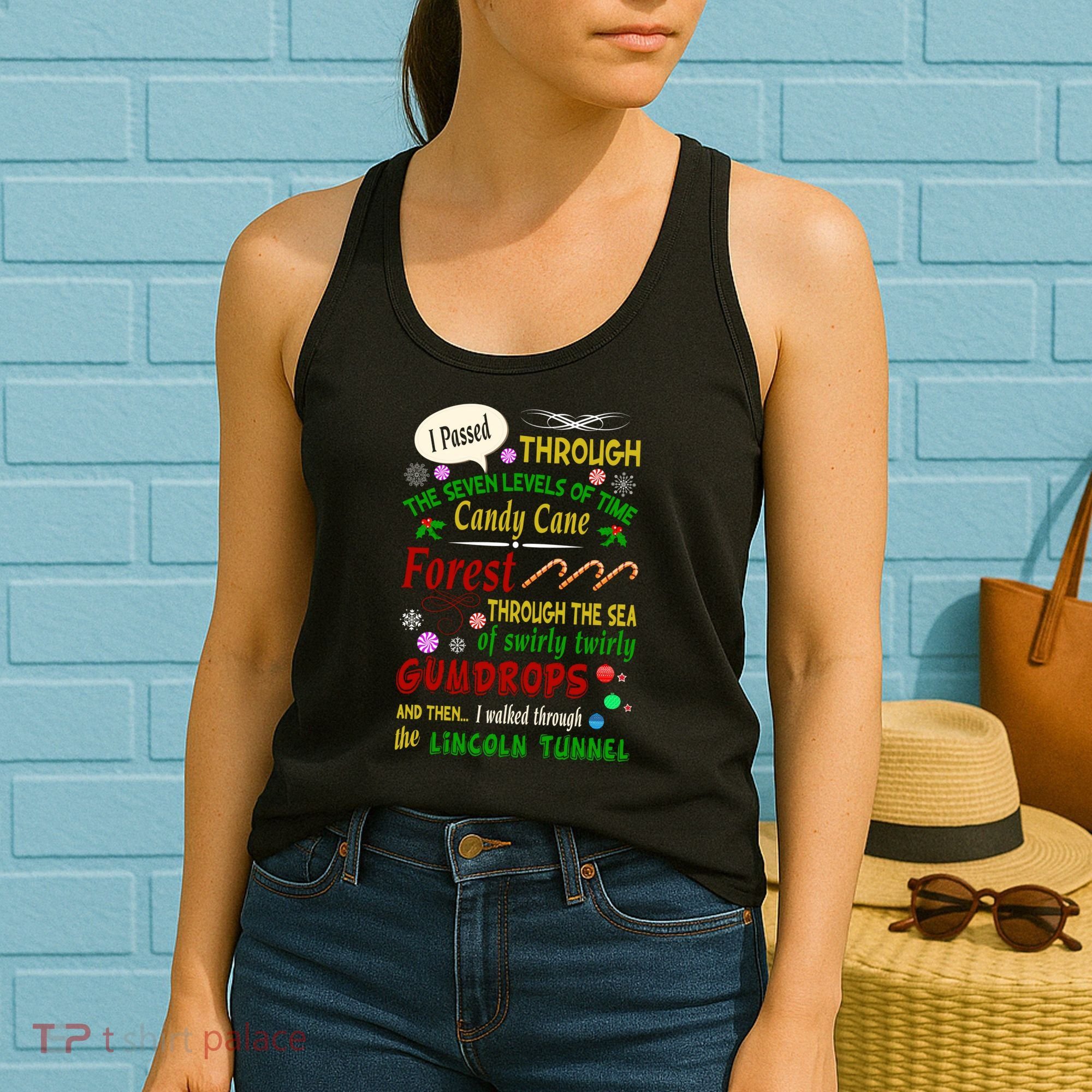 Buddy Funny Elf Christmas Candy Cane Forest, Sea Of Swirly Twirly Gum Drops, An Women's Tank Top